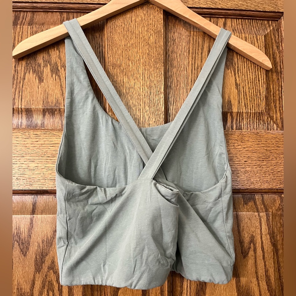 ❌ SOLD. ETSY Organic Cotton Double Layered Cropped Tank | Sage | Size L - Picture 2 of 4